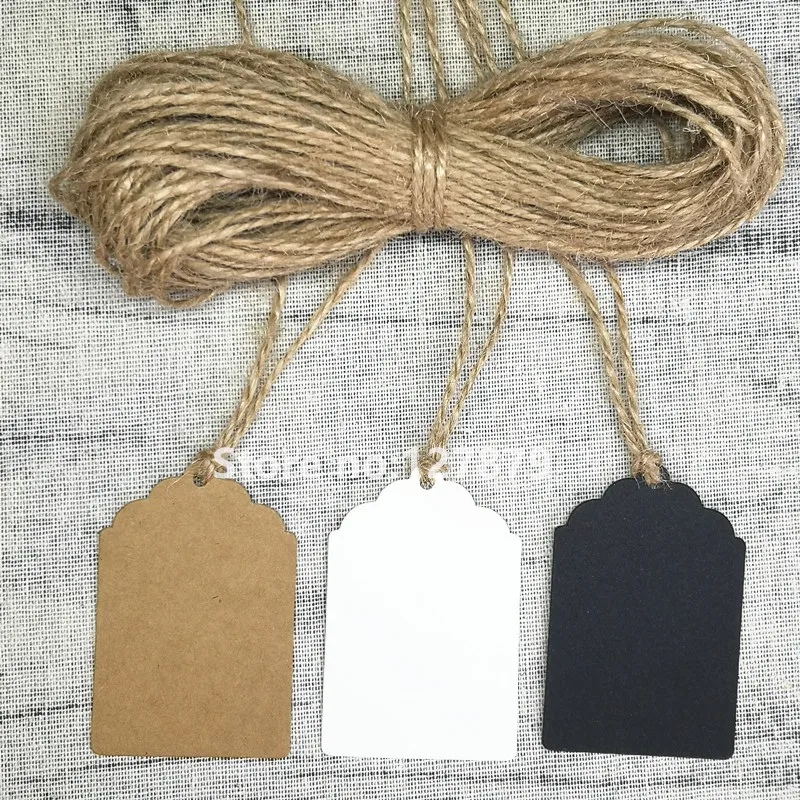 100 шт. упаковочная этикетка коричневые крафт/черные/белые бумажные бирки