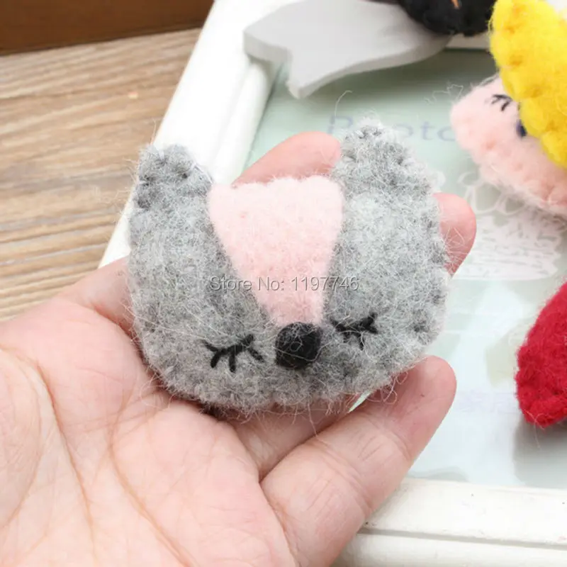 100% Шерсть Войлок Мини-заказ 3 шт. лиса кукла шар 50x5 мм красный серый желтый свет