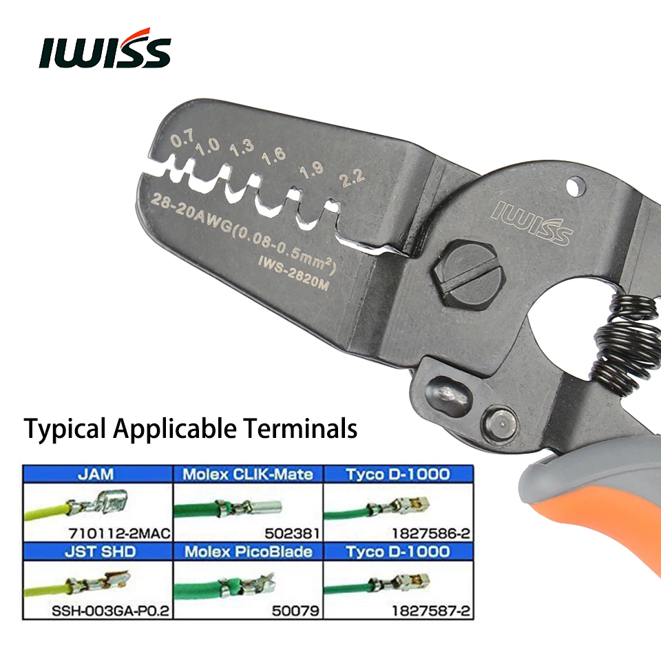 IWISS мини терминал обжимные инструменты IWS-2820/IWS-3220 обжимные плоскогубцы для обжима 28-20AWG/32-20AWG небольшие разъемы