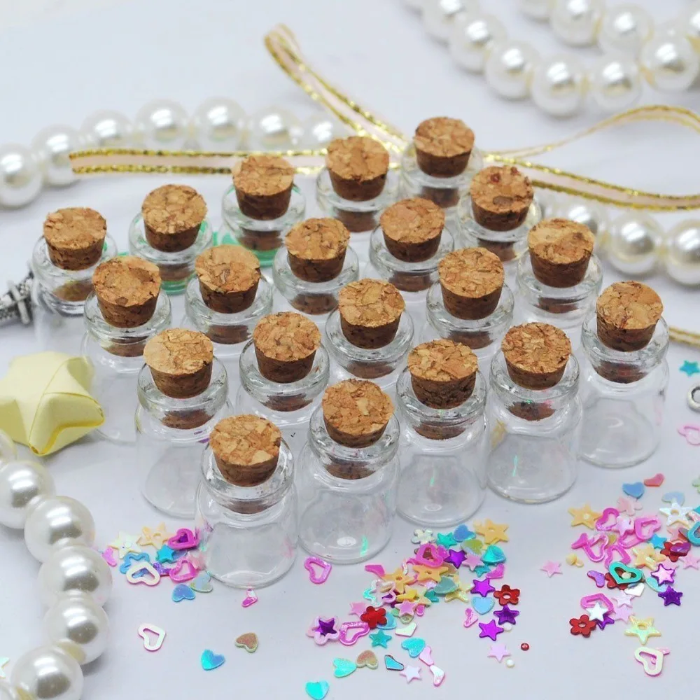 25 шт. прозрачные небольшой мини Стекло баночки с пробкой пробки DIY желаем бутылок для сообщения, держащих букет невесты на свадьбе, желаем вечерние свадебные сувениры 11x22 мм