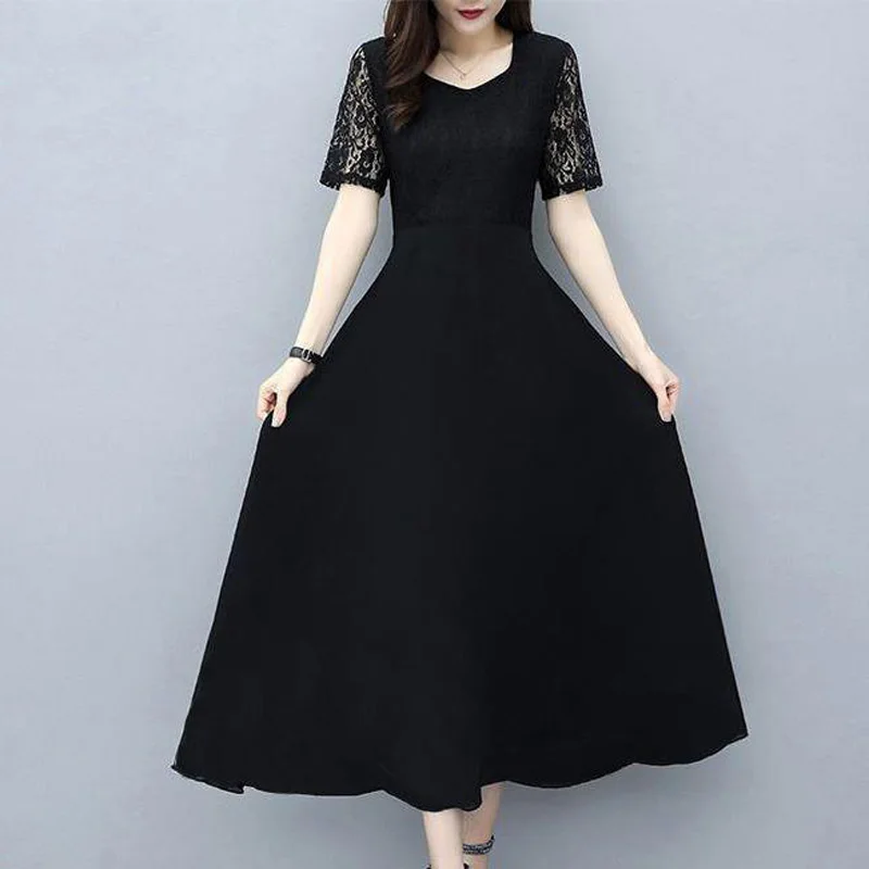 Женское платье Дамское летнее кружевное модное вечернее с короткими рукавами