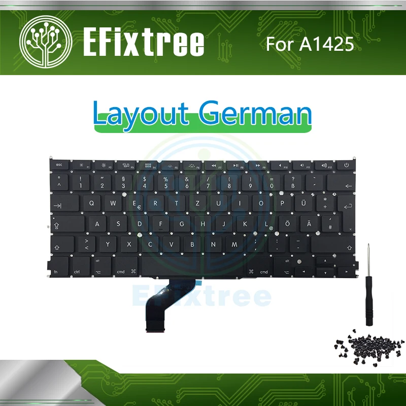 

New German Keyboard For Macbook Pro Retina 13" A1425 Layout Keyboard With Screwdriver EMC 2557 EMC 2672 Late 2012 Early 2013