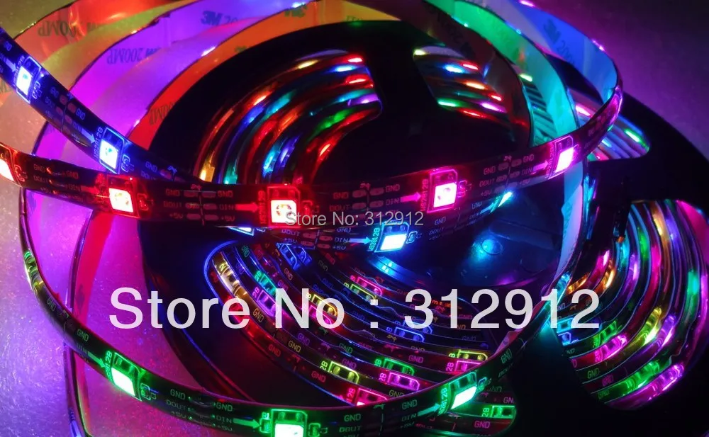 5 м DC5V черная печатная плата WS2812B led pixel srip IP65 30 шт. WS2812B/m с пикселей