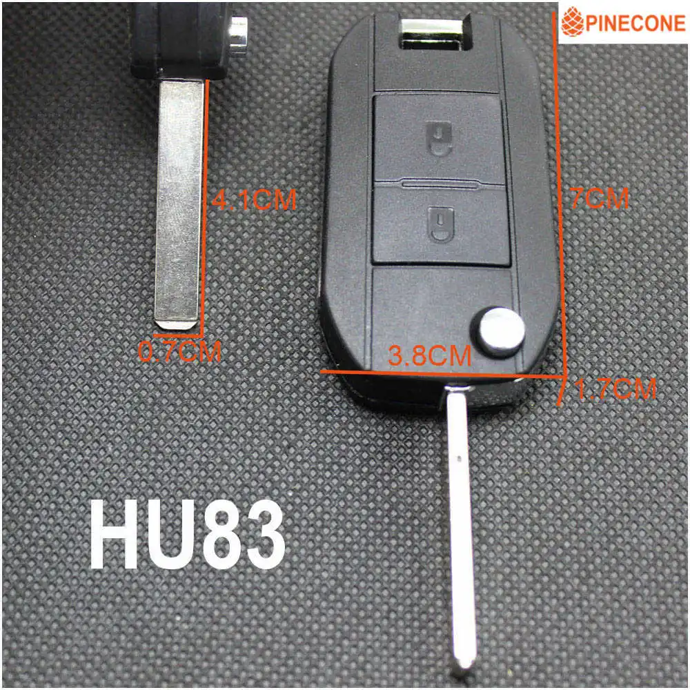 2 Buttons HU83 Шишка корпус ключа для Peugeot 106 206 307 107 207 407 ключ 2 кнопки модифицированный HU83 VA2 NE73 лезвие Флип складной автомобильный брелок для ключей - Количество кнопок: 2 Buttons HU83