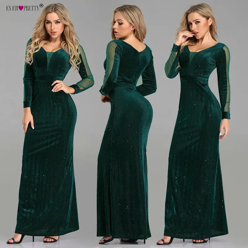 Robe De Soiree Русалочка вечернее платье Ever Pretty EP07439BK элегантные иллюзионные черные вечерние платья с v-образным вырезом и открытой спиной