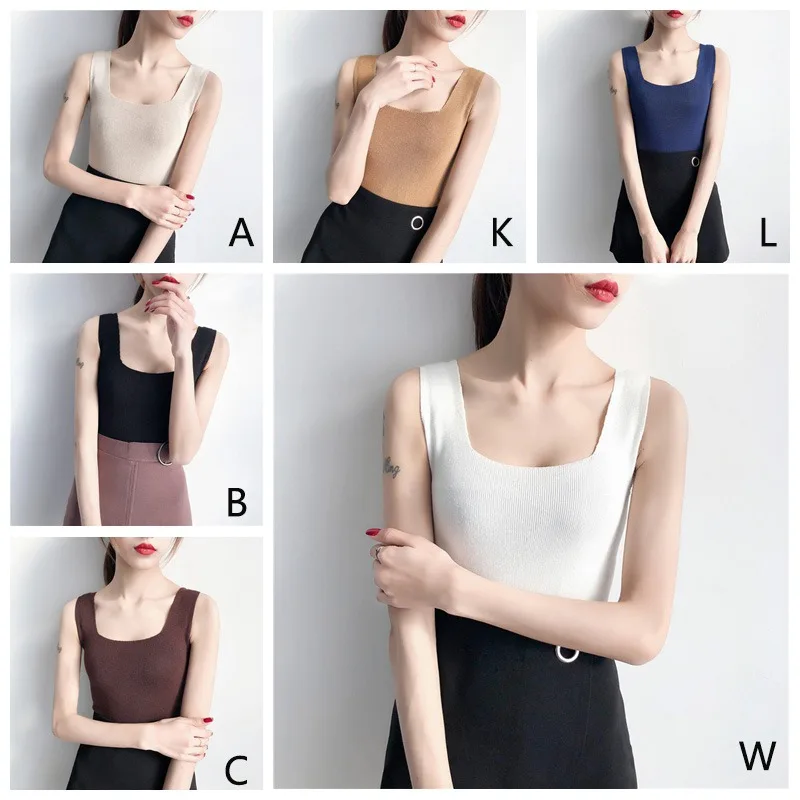 Женский сексуальный однотонный пуловер без рукавов с квадратным вырезом