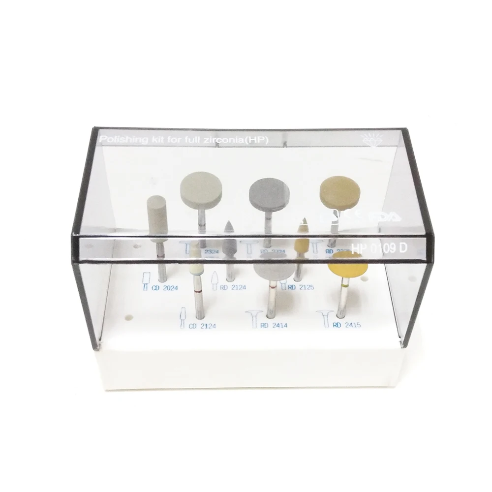 Новый 9 шт циркониевый польский набор с держателем Bur для стоматологической