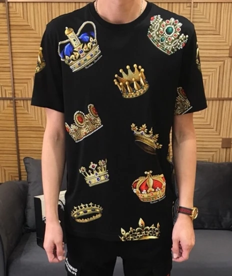 Весна 19ss новые модные футболки arrival Crown Королевская Футболка с принтом для мужчин брендовая дизайнерская известная хлопковая футболка