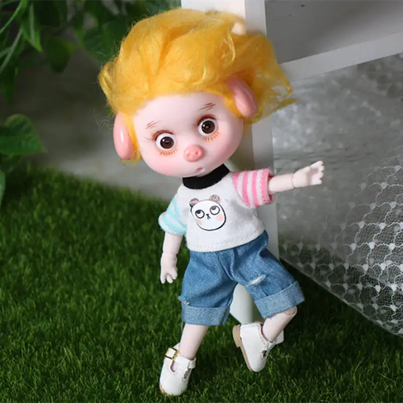 Черный 1/12 BJD кукла 26 шарнирное тело 15 см мини кукла Lucky pig ob11 кукла с экипировкой обувь макияж и Коробка Набор подарочных игрушек - Цвет: Черный