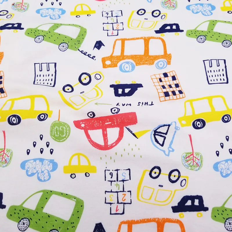 Детская хлопковая ткань с принтом машинки трикотажная для детской одежды сделай