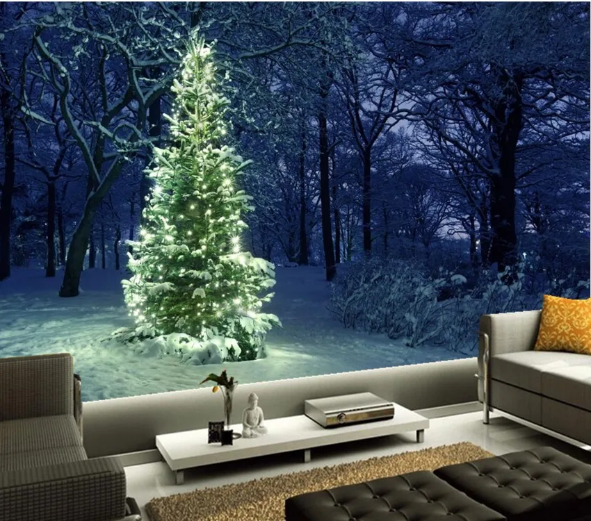 

Custom 3d mural,Christmas tree Fairy lights Nature papel de parede,hotel restaurant living room sofa TV wall bedroom wallpaper
