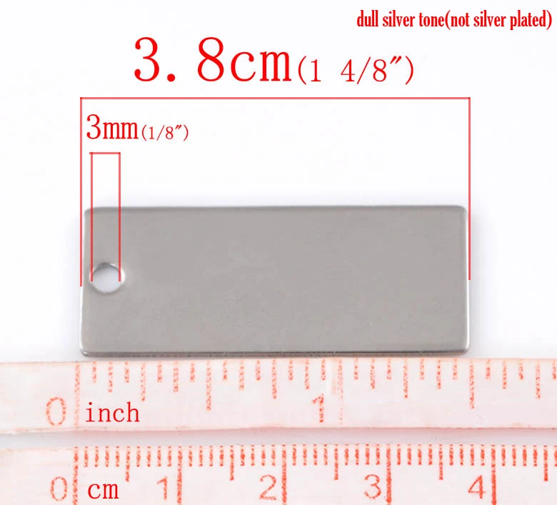 Нержавеющая сталь FUNIQUE Ожерелье Подвески 10 шт Серебряный тон Прямоугольник