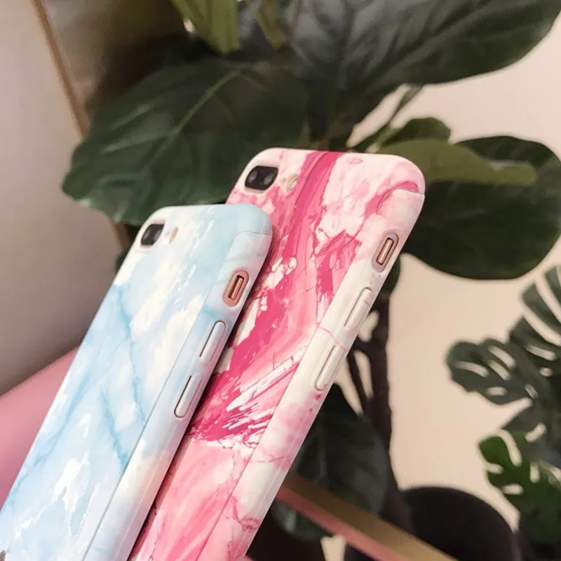 FTAIDKJ 360 градусов Полная защита тела мрамор камень жесткий чехол для iphone 8 iPhone X 6S 6 7