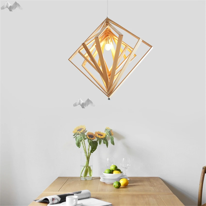 Japanese geometric personality Hang lamps pendant lights led for home nordic light fixtures loft style hanging | Лампы и освещение