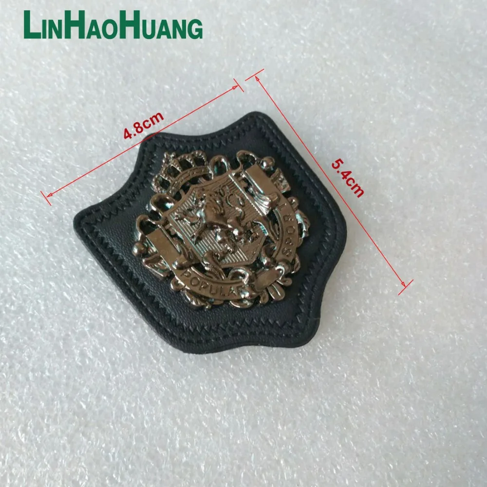14 шт./лот черная искусственная кожа пришивная этикетка логотип из металлического