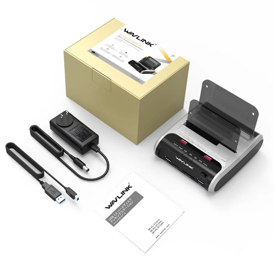 UK plug Wavlink SATA HDD 2," 3,5" внешний жесткий диск USB 3,0 док-станция 5 Гбит/с офлайн клонированный кардридер для жесткого диска до 10 ТБ - Цвет: UK plug