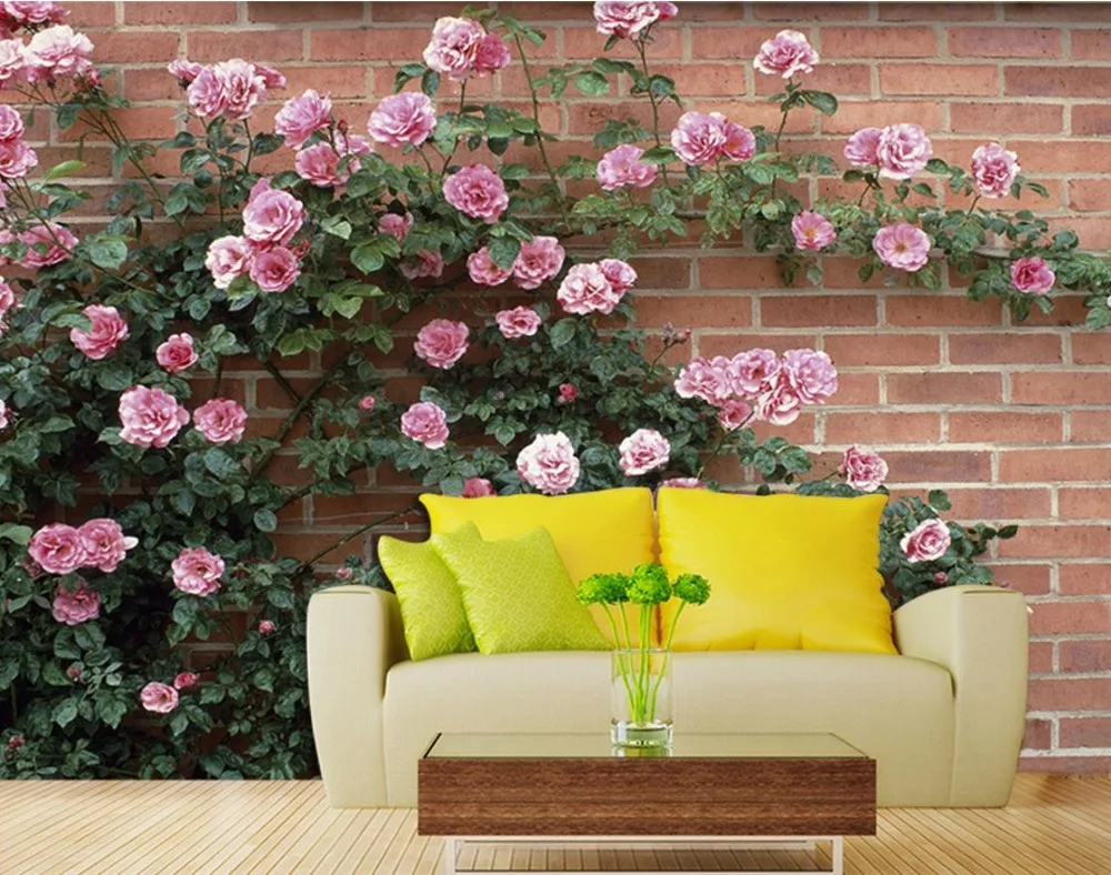 Настенные 3D обои с изображением роз и зеленых листьев стереоскопические для