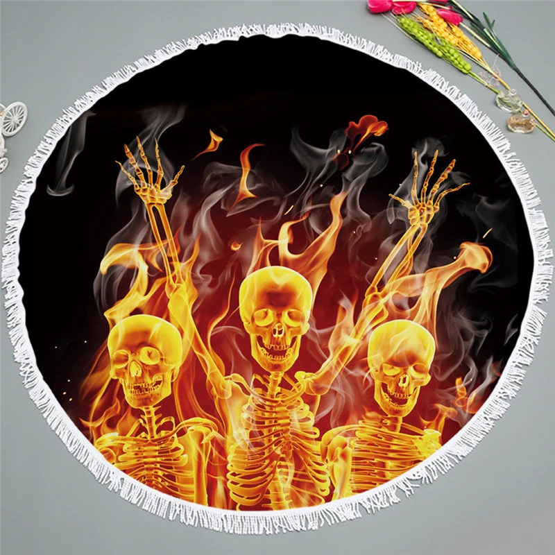 Casegrace Evil Cranium Yoga Blanket Bling Skeleton Picnic Fabrics Vicious Skull Beach Bath Towels Halloween Decoration | Дом и сад