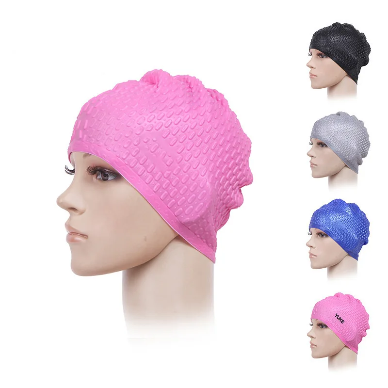 Elastic Silicone Swimming Cap Unisex Long Hair Bubble Caps Protect Ear Wrap Waterproof For Women Men Swim Pool Accessories | Спорт и