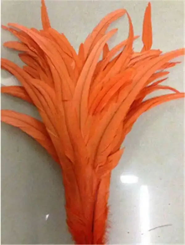 orange 50 шт. высокое качество натуральный петух перо окрашенный для DIY Свадебная вечеринка головные уборы аксессуары карнавал Декор 12-14 дюймов/30-35 см - Цвет: orange