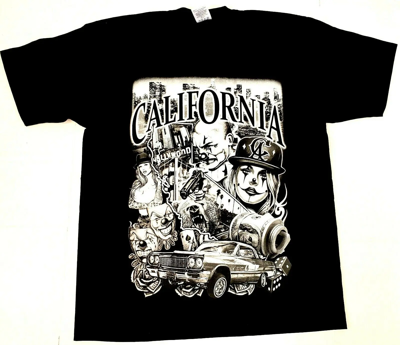 CALI LOWRIDER футболка Калифорнийская Республика городская уличная Мужская для