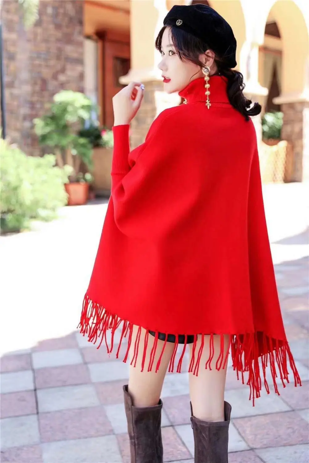 2019 New Personality High Quality Cloak Batwing Sleeve Pullovers Casual Fashion Loose Tassel Spring Autumn Sweater Clothes |