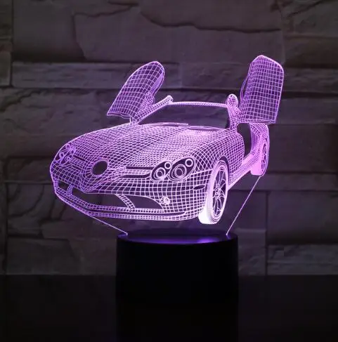 Car 6 3D декоративный светильник в форме автомобильного трактора, USB зарядка, сенсорный выключатель, 7 цветов, детский Ночной светильник, горячая Прямая поставка, новинка, подарки - Испускаемый цвет: Car 6