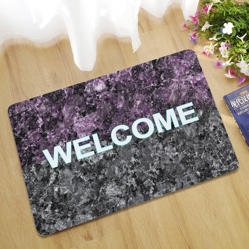 Doormat Entrance Mat Hallway Black Welcome Marble Pattern Printed Anti-Slip Floor Area Rugs Custom Front Door Carpet | Дом и сад