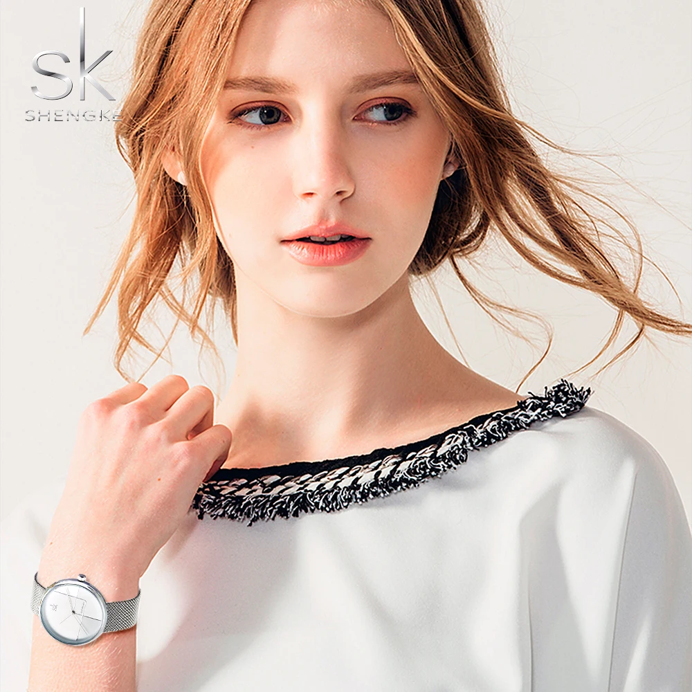 Shengke New Luxury Women Watches Ladies Mesh Steel Watch Women's Bracelet Wristwatch Relogio Feminino Female Clock Montre Femme |