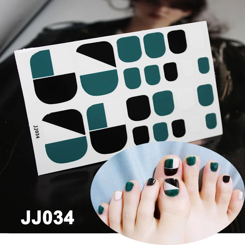 JJ034 14 шт/лист водостойкие полноразмерные наклейки для ногтей 3D DIY украшения для ногтей@ ME88 - Цвет: JJ034