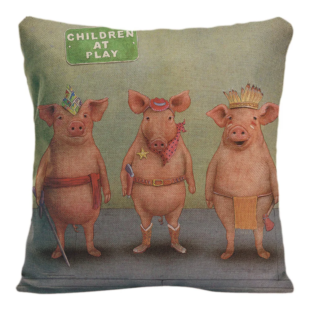 Хлопчатобумажная льняная наволочка в виде милой свиньи декоративная подушка для