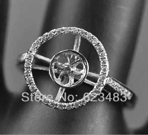 Круглое кольцо с полукреплением мм 100% 14kt из белого золота натуральным