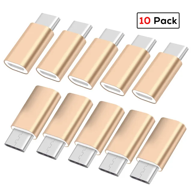 10 Pack Gold SUPTEC 10 шт USB адаптер usb type C к Micro USB OTG кабель type-C Конвертер Разъем для Macbook Samsung S8 S9 huawei Oneplus - Цвет: 10 Pack Gold