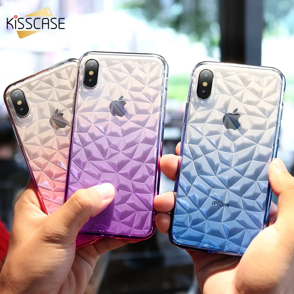KISSCASE чехол для телефона samsung Galaxy S9 S8 плюс бриллиант ясно градиент Цвет Примечание