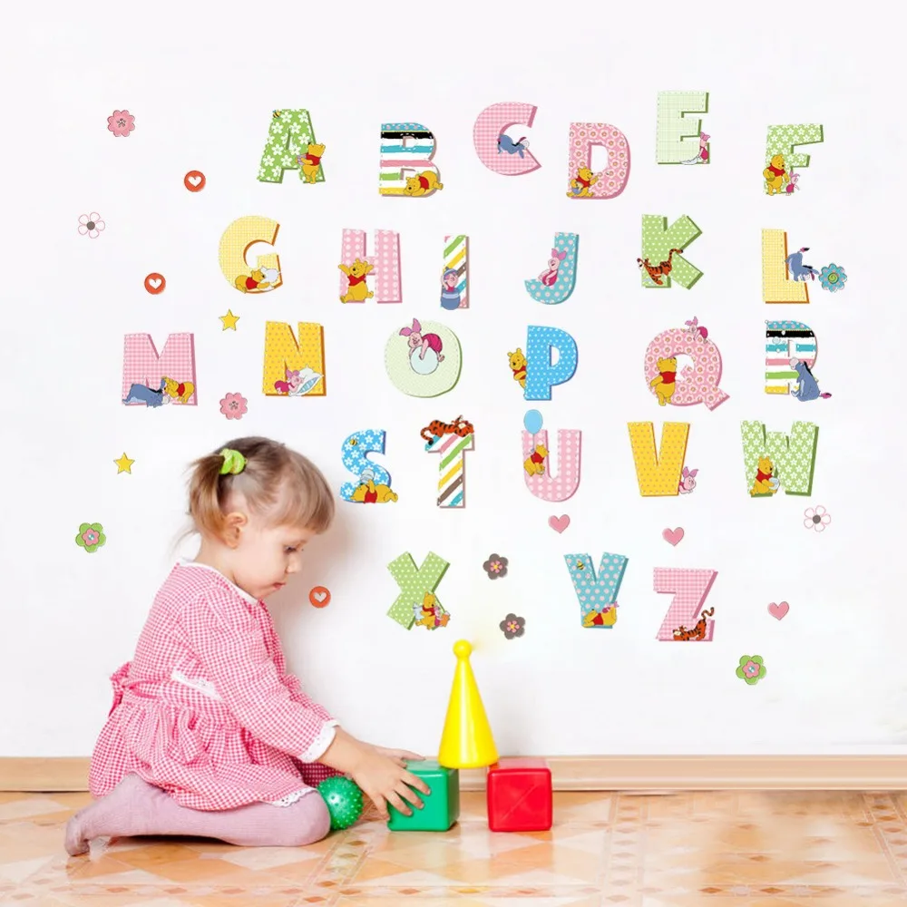 Cartoon 26 DIY English Letter Stickers Early Education Toos Kids Girl Boy Room Decor Baby Nursery Name Wall Decal Mural | Дом и сад