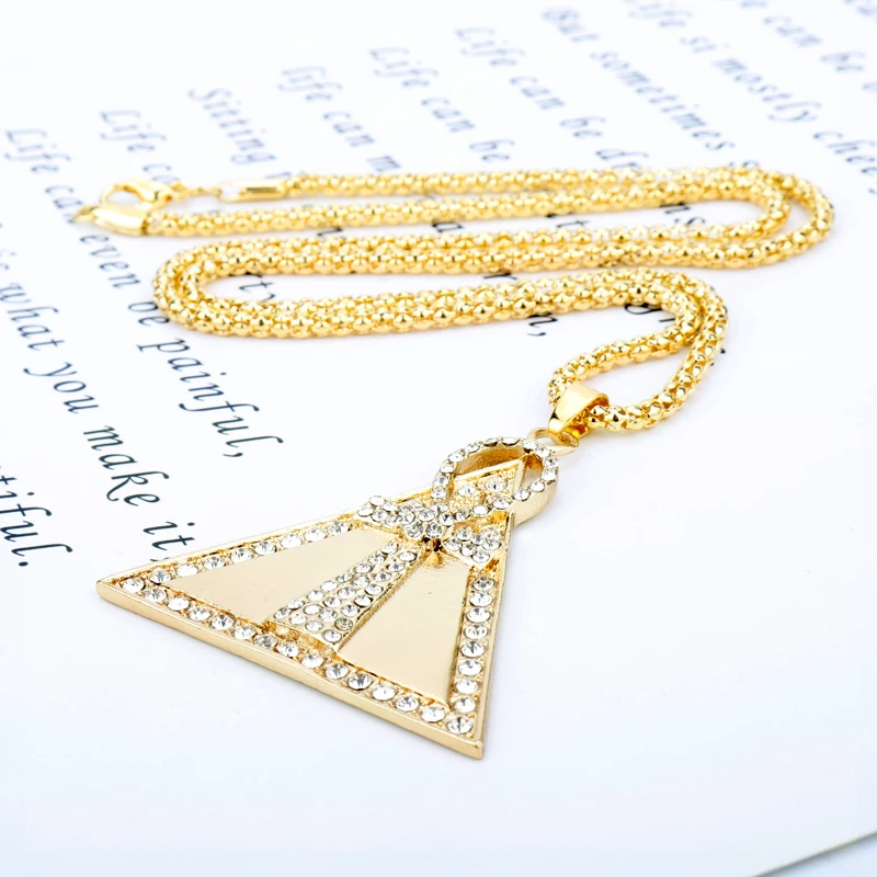 dongsheng Fashion Ancient Pyramid Ankh Egyptian Cross Pendant &amp Chain Necklace Men/Women Rhinestone Necklaces Jewelry-30 | Украшения и