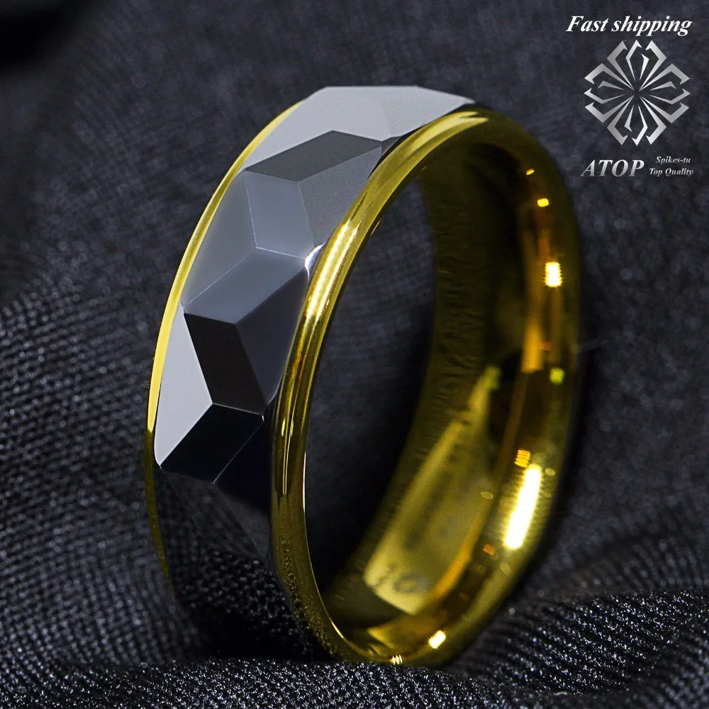 8 мм Серебряный ромб полированное вольфрамовое кольцо Золотое обручальное
