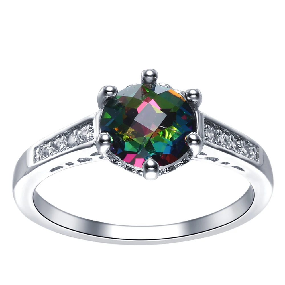 Женское Обручальное кольцо с белым цирконом разноцветное кубическим цирконием