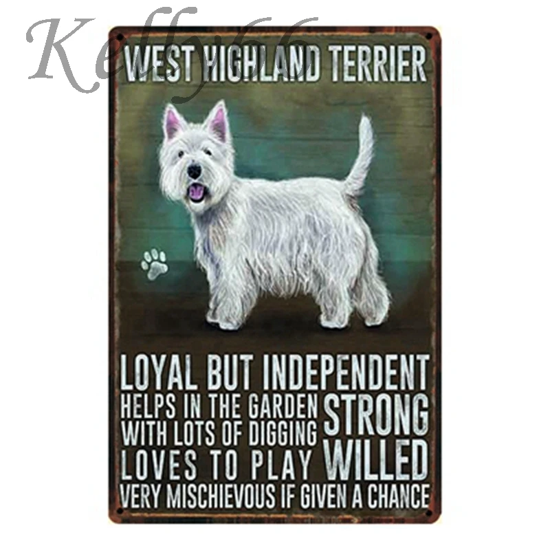 [Kelly66] West Highland терьер жестяная вывеска плакат покраска металла зоомагазин собака