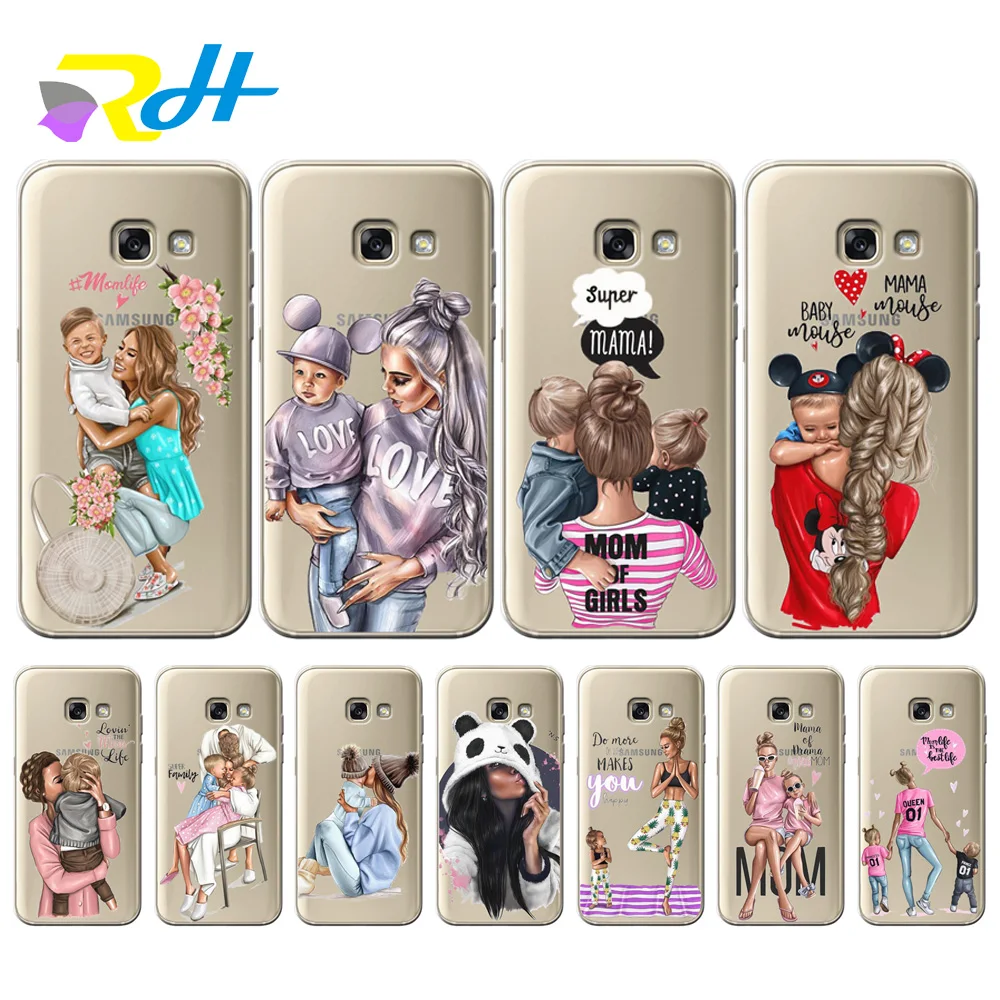 Soft TPU Cover for Samsung Galaxy A7 2018 Coque Etui Baby Mom Girl A10 20 30 40 50 70 A6 A8 Plus Case | Мобильные телефоны и