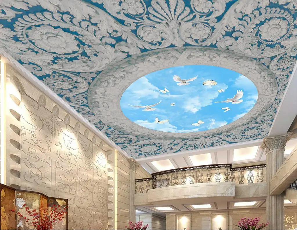 Пользовательские 3d потолочные обои для гостиной спальни гипсовые линии тисненые