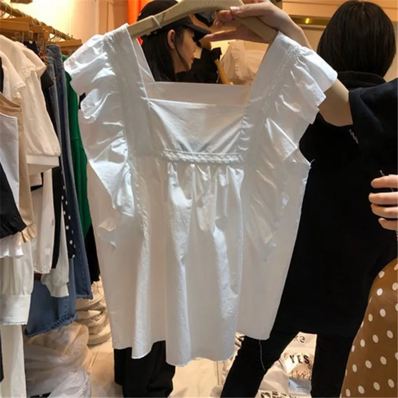 OCEANLOVE плиссированная Корейская летняя блузка с оборками Женские Короткие
