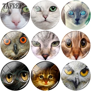 TAFREE Милая Белая кошка сова лицо картина 12 -20 мм круглые стеклянные бусины Кабошон Камея Подвеска ювелирные изделия
