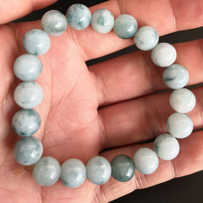Natural Myanmar Emerald Floating Flower Bracelets Drop Shipping Luck Amulet Jade Stone For Men And Women Gift | Украшения и
