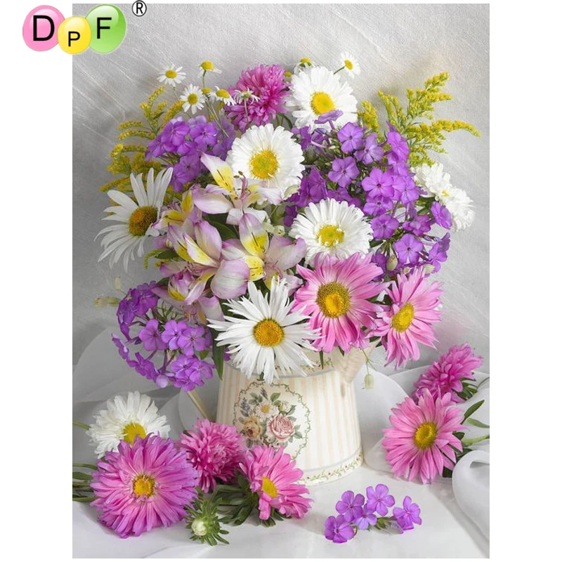 DPF алмазная живопись вышивка крестиком белый цветочный горшок набор мозаики