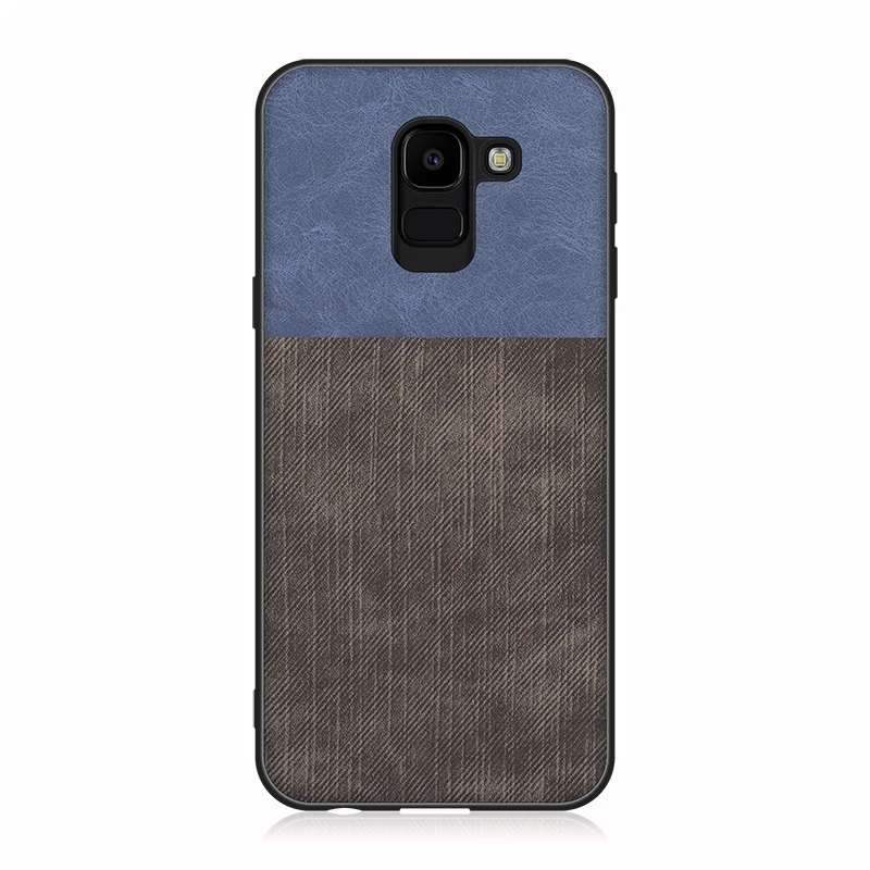 Shockproof Business Back Full Cover For Samsung J8 J6 J4 Plus 2018 J7 J5 J3 Denim Fabric Splice Soft Silicone Edge Case estojo |
