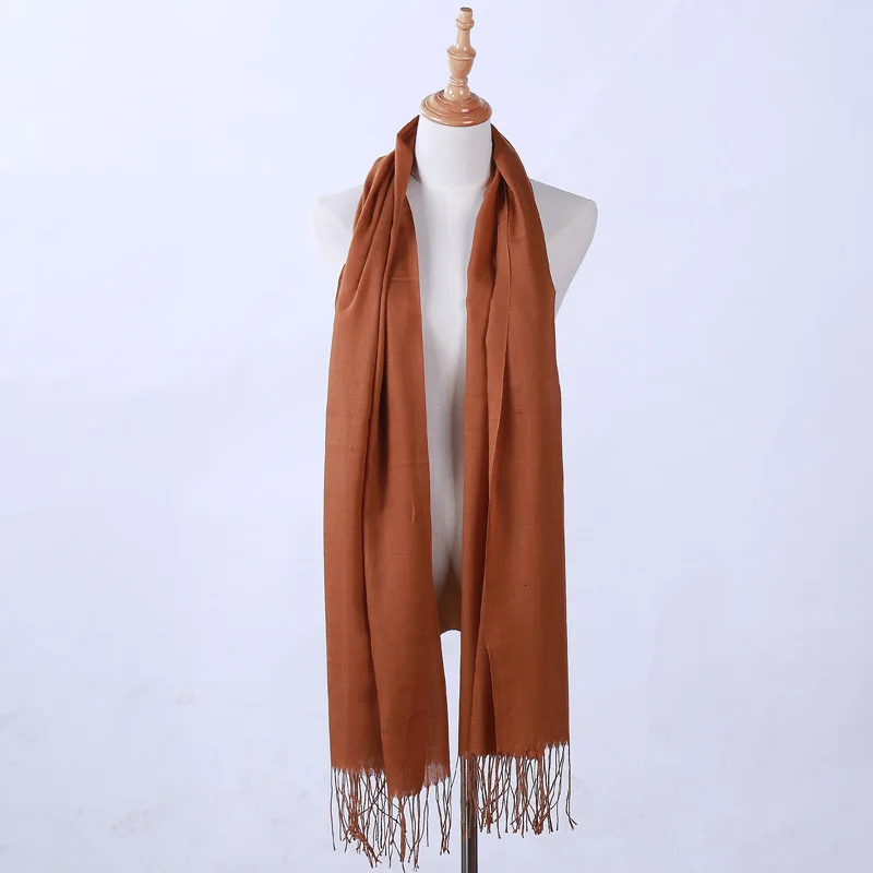 2018 горячая распродажа Женские однотонные кашемировые шарфы с кисточками Дамский