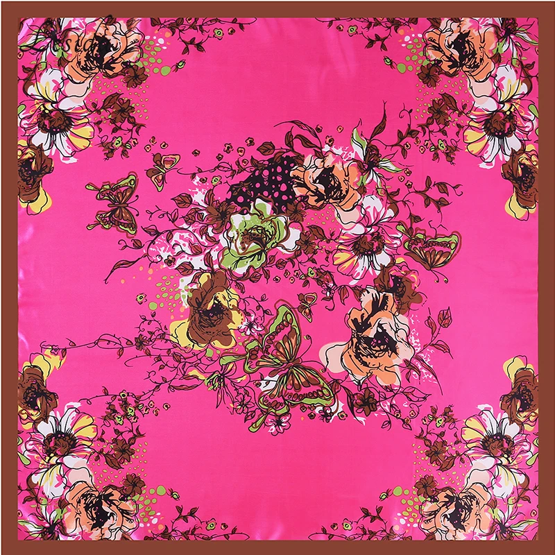 2018 Шелковый квадратный женский шарф с цветочным принтом роскошный бренд