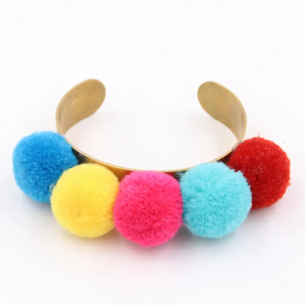 1 шт. женский браслет с помпоном в стиле бохо регулируемый цветной помпонами