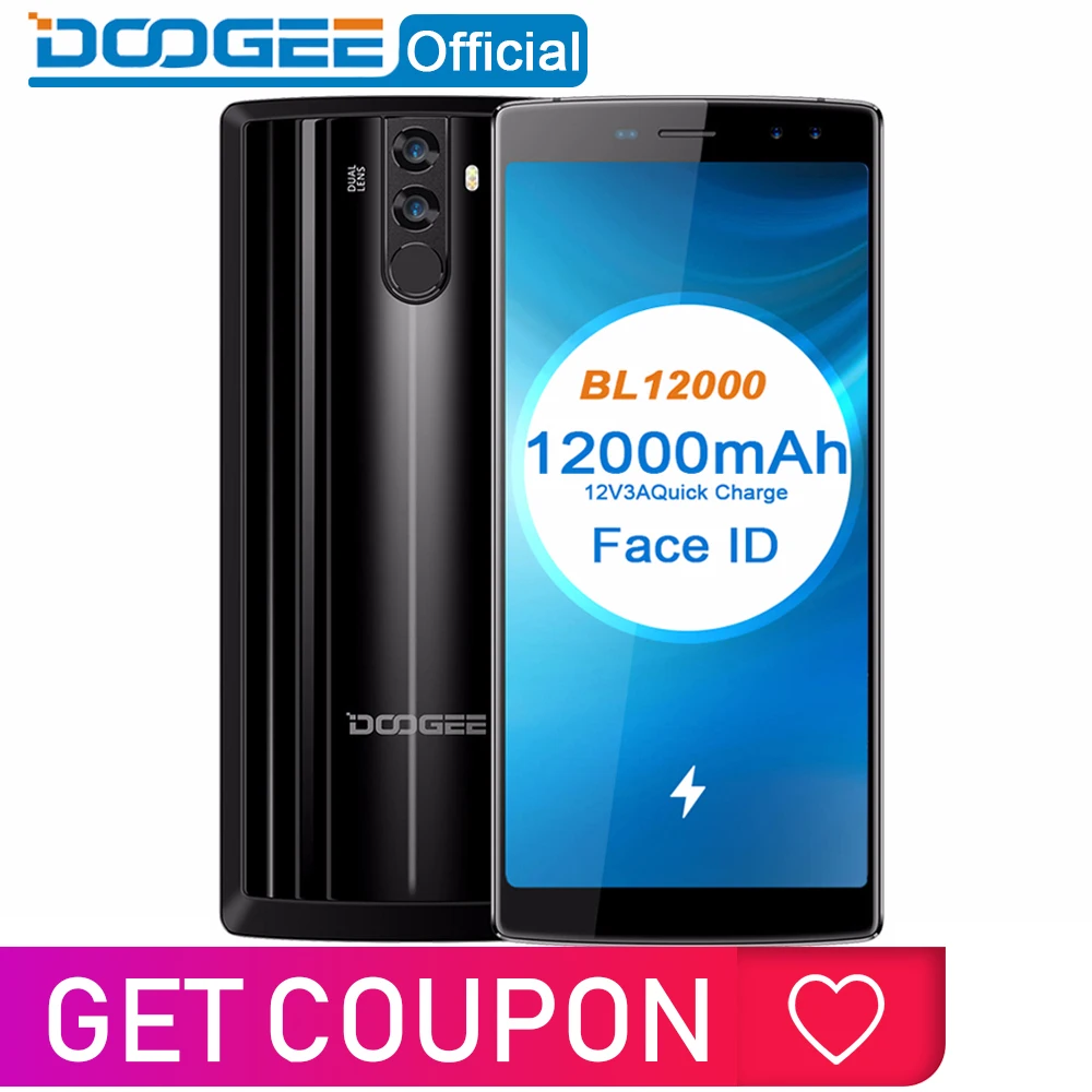 DOOGEE BL12000 смартфон 12000 мАч Быстрая зарядка 6,0 ''18: 9 FHD+ Восьмиядерный процессор MTK6750T 4 Гб ОЗУ 32 Гб ПЗУ четырехъярусная камера 16,0 Мп Android 7,1